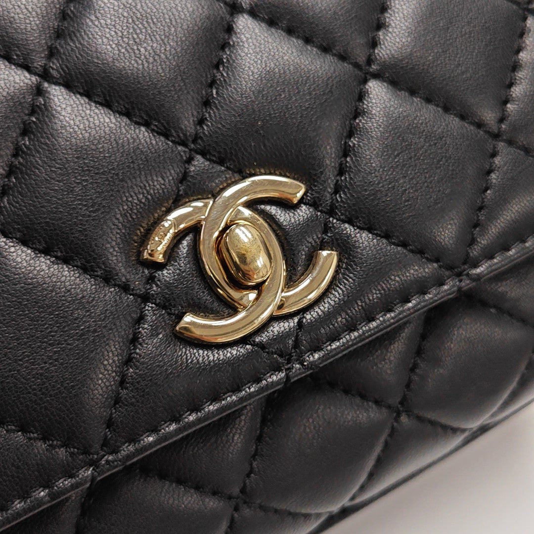 COCO HANDLE Mini Quilted Lambskin Black