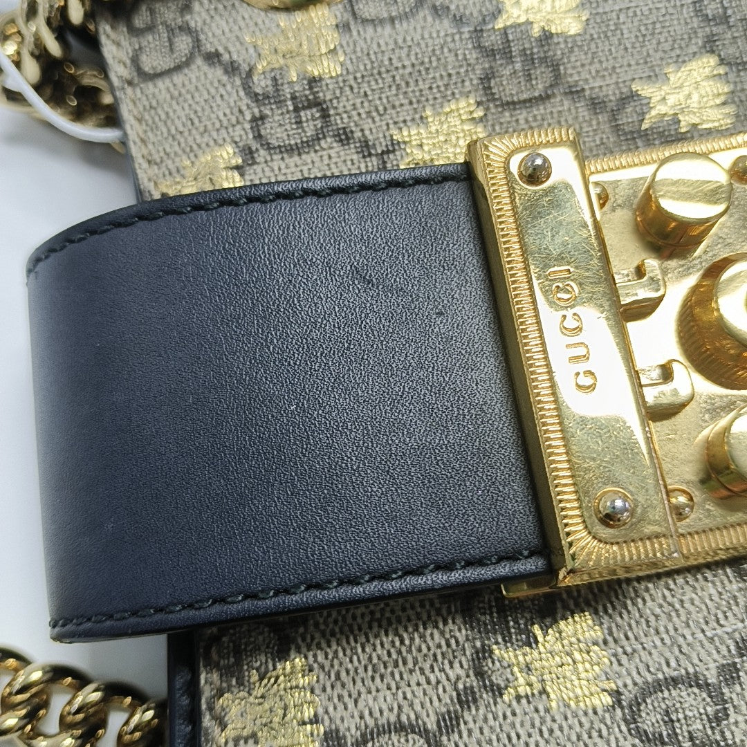Padlock Small Monogram Coated Canvas Beige
