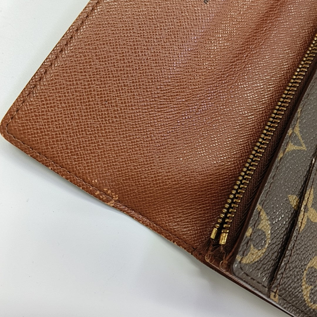 PORTE MONNAIE Monogram Coated Canvas Brown Wallet