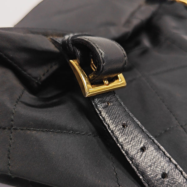 Quilted Nylon Backpack Black