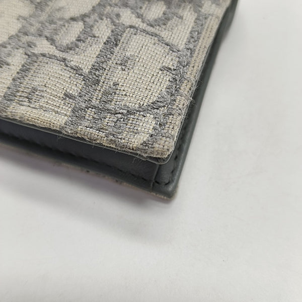 Saddle Mini Oblique Fabric Gray Card Holder