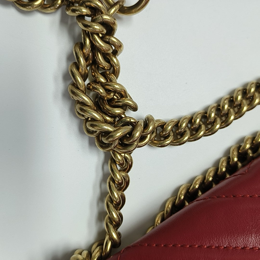 GG Marmont Small Quilted Calfskin Red
