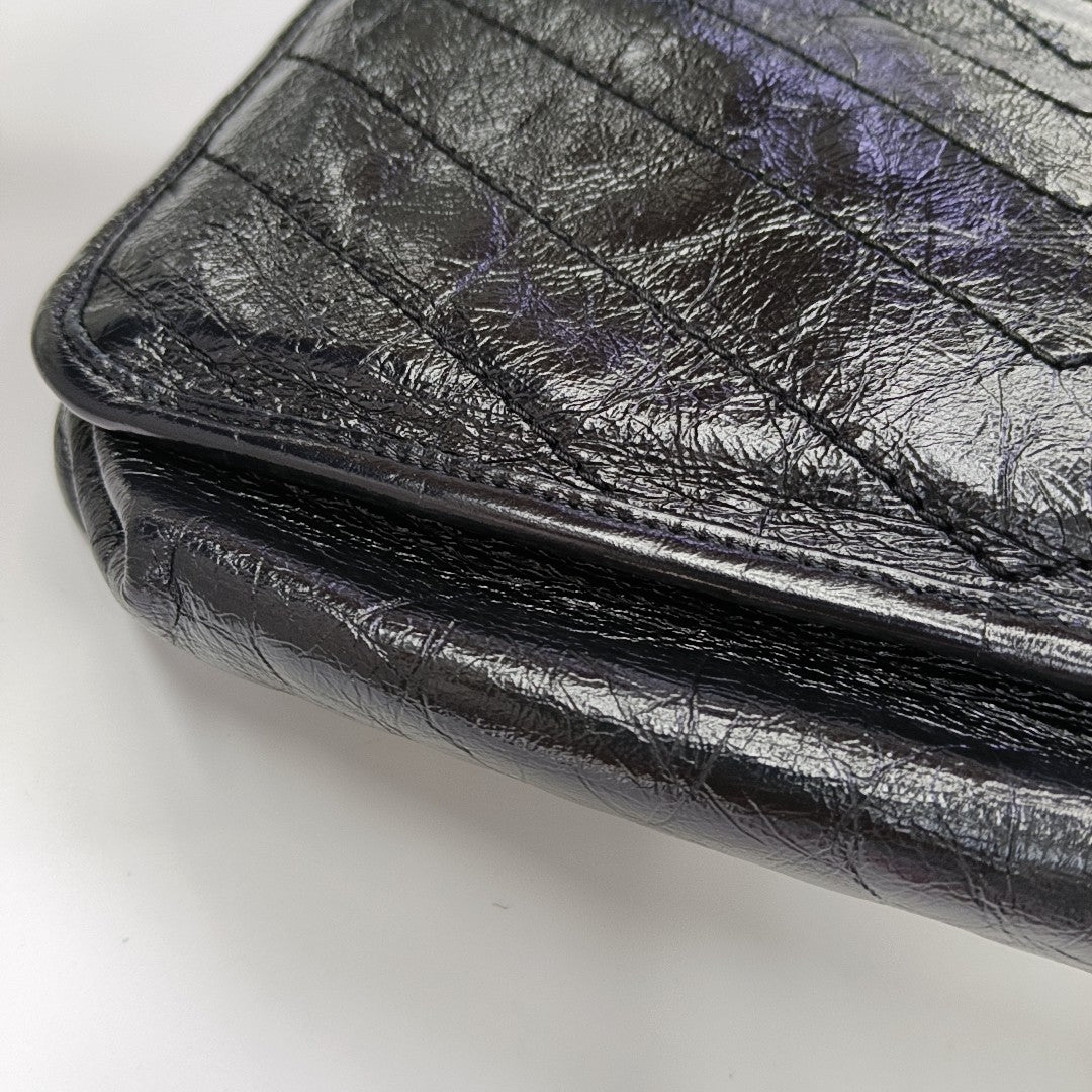 NIKI Medium Chevron Calfskin Black