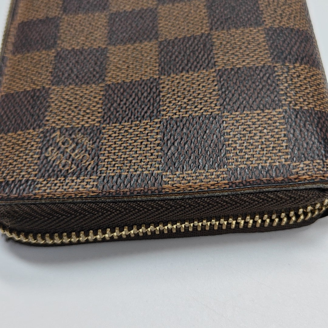ZIPPY Damier Ebene Coated Canvas Brown Wallet