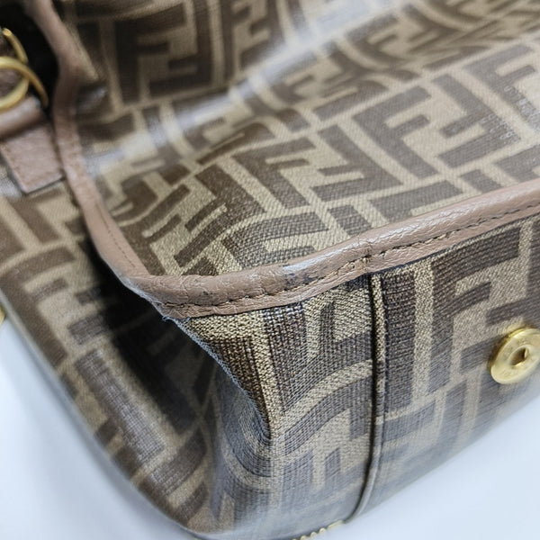 Coated Canvas Shoulder Bag Brown