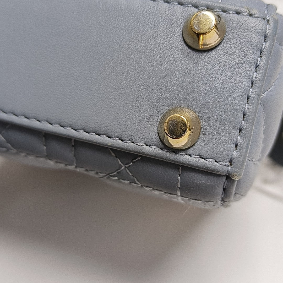 Authenticated pre-owned  Lady Dior Super Mini Cannage Lambskin Blue - Tote Bag at Looply
