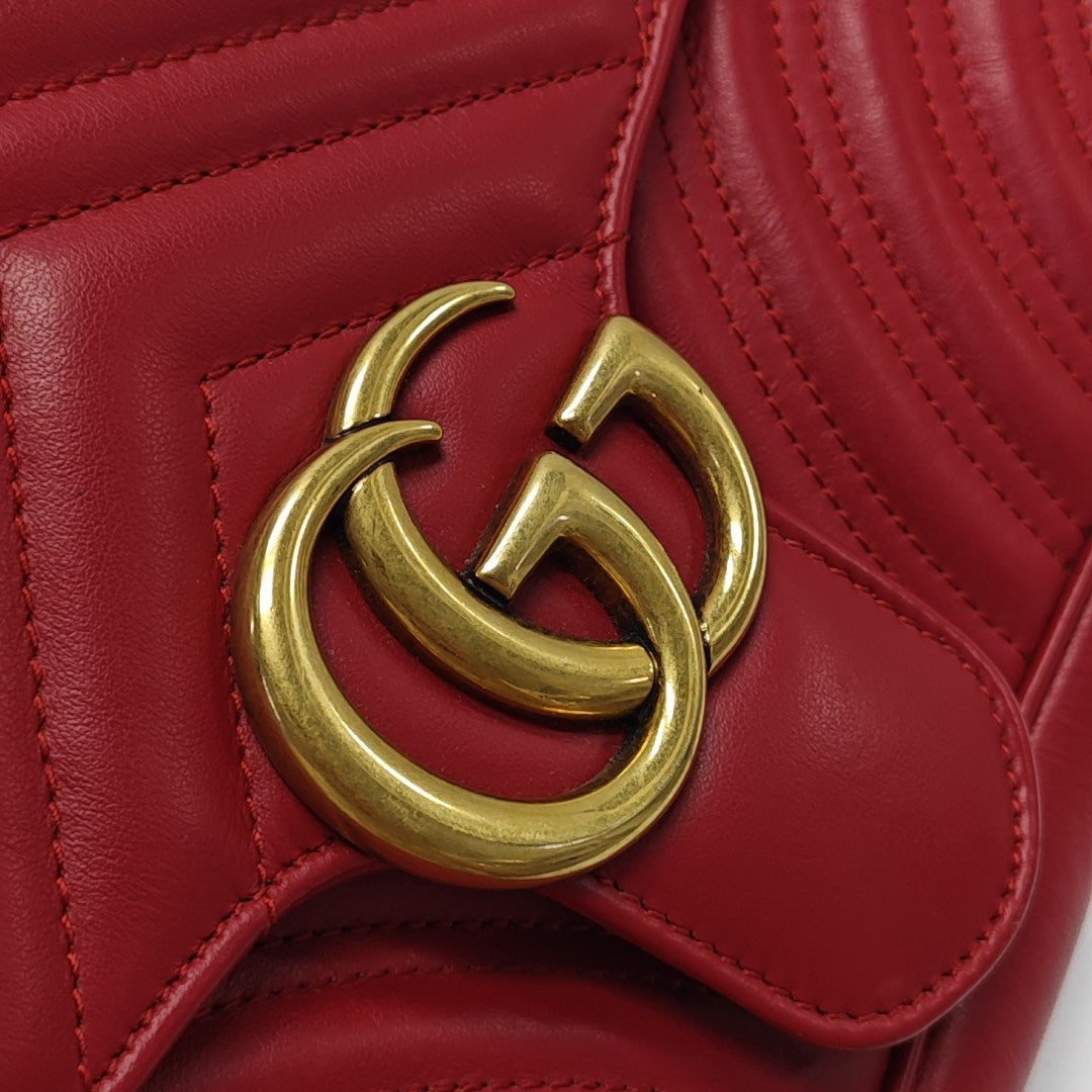 GG Marmont Medium Quilted Calfskin Red