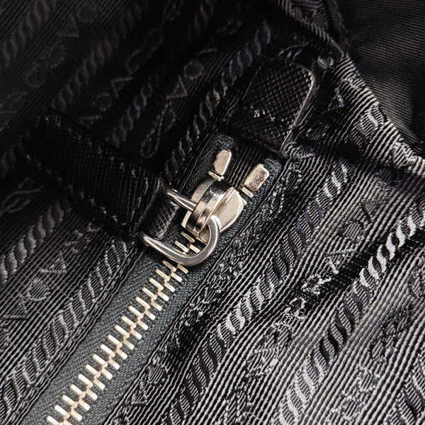 Quilted Nylon Shoulder Bag Black