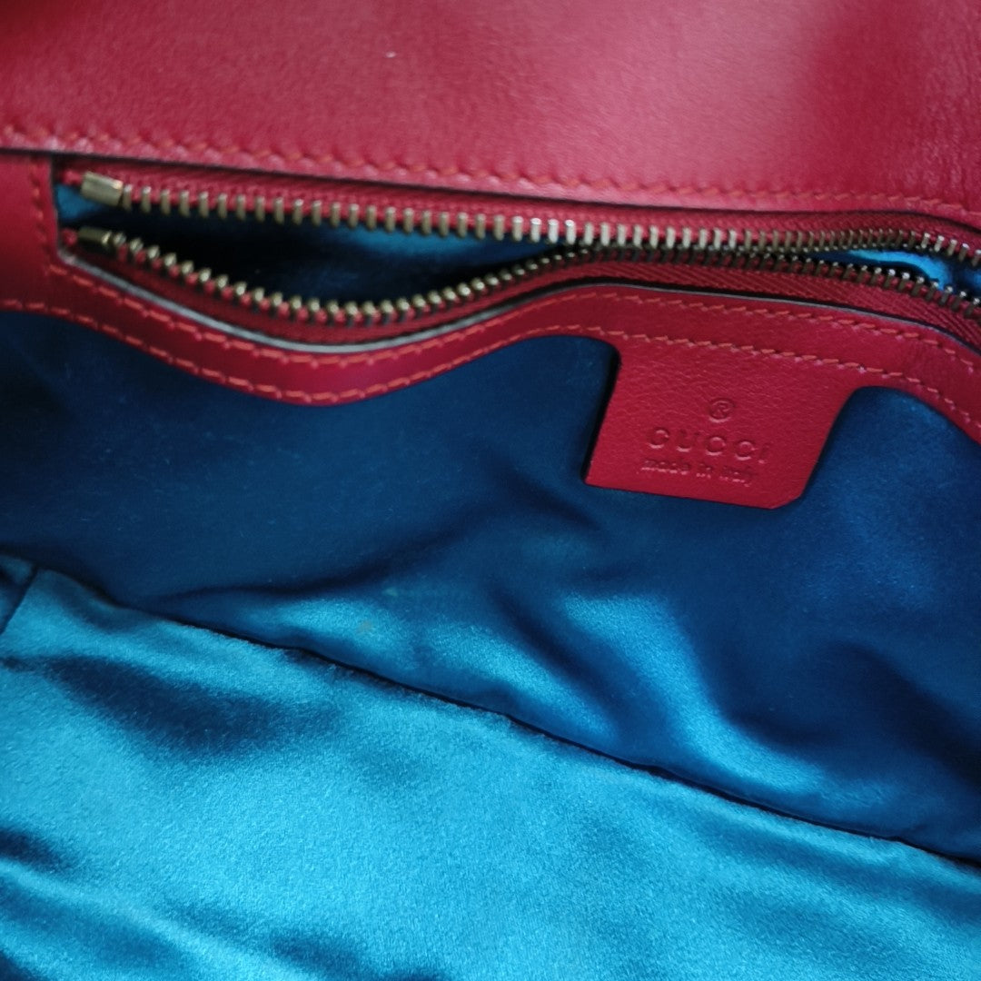 GG Marmont Medium Quilted Velvet Red