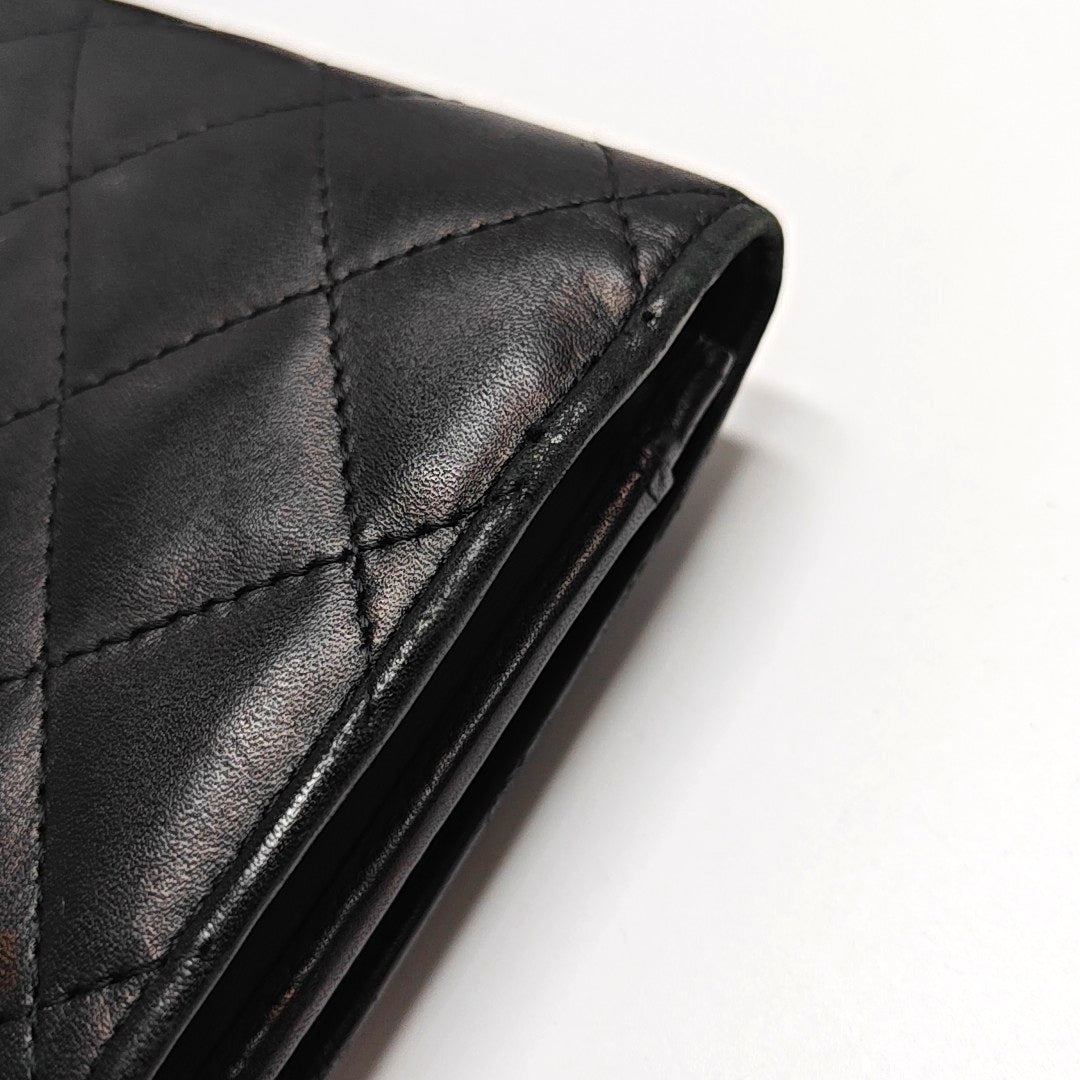 Authenticated pre-owned  CAMBON Quilted Calfskin Black Wallet - Wallet at Looply