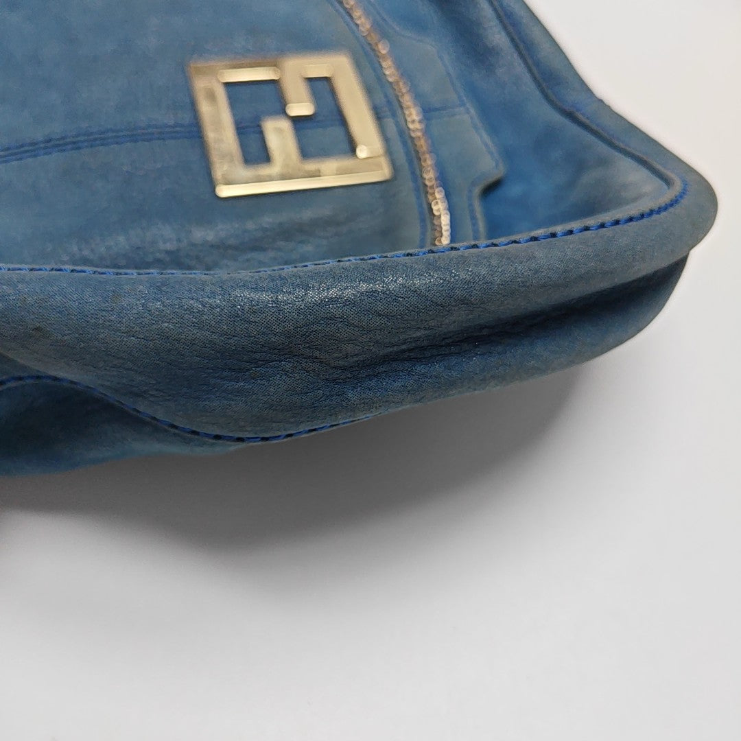 Leather Shoulder Bag Blue