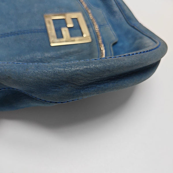 Leather Shoulder Bag Blue