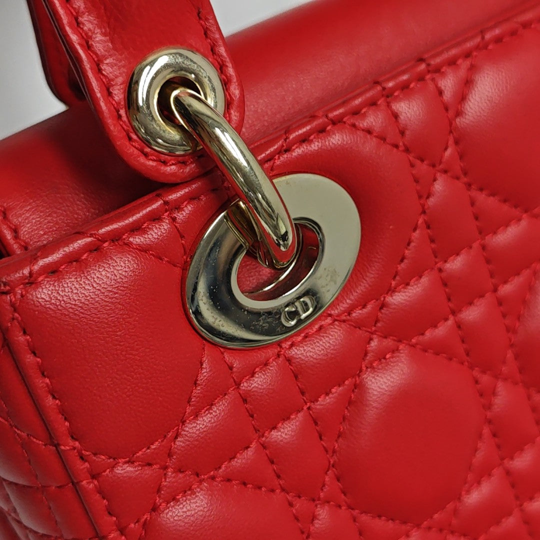 Lady Dior Small Cannage Lambskin Red