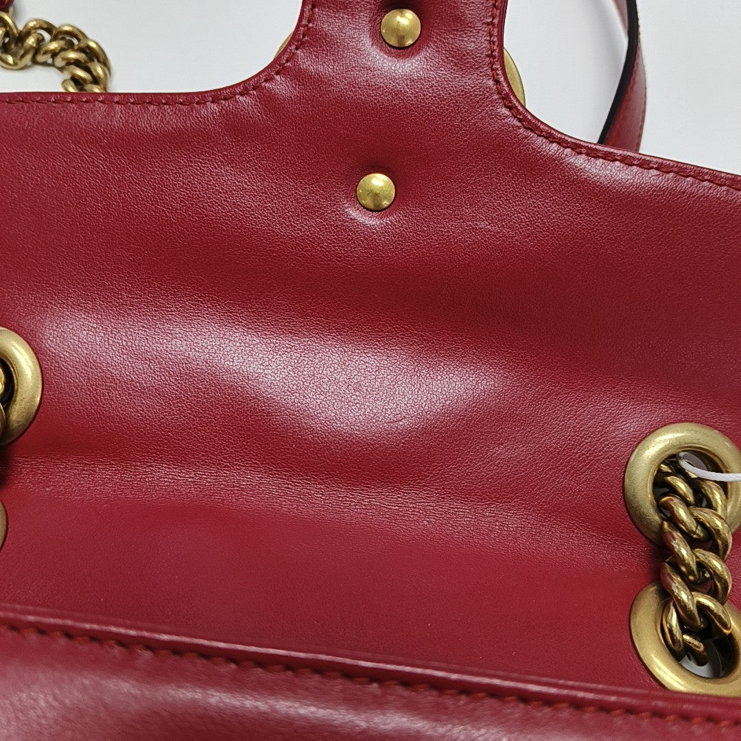 GG Marmont Small Quilted Calfskin Red