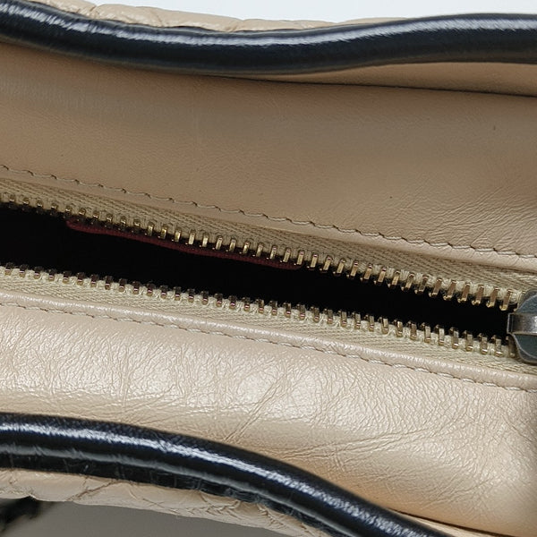 GABRIELLE Small Quilted Calfskin Beige