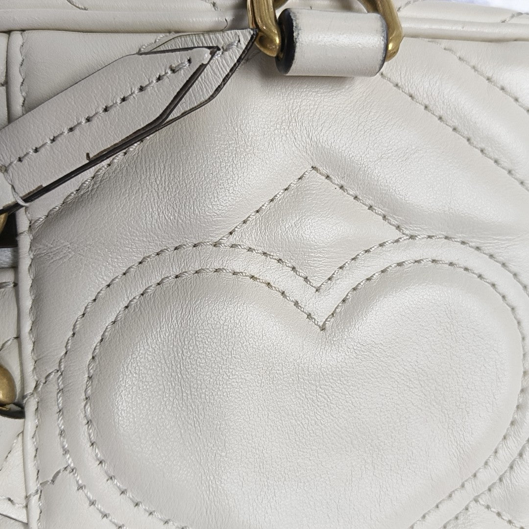 GG Marmont Mini Quilted Calfskin White