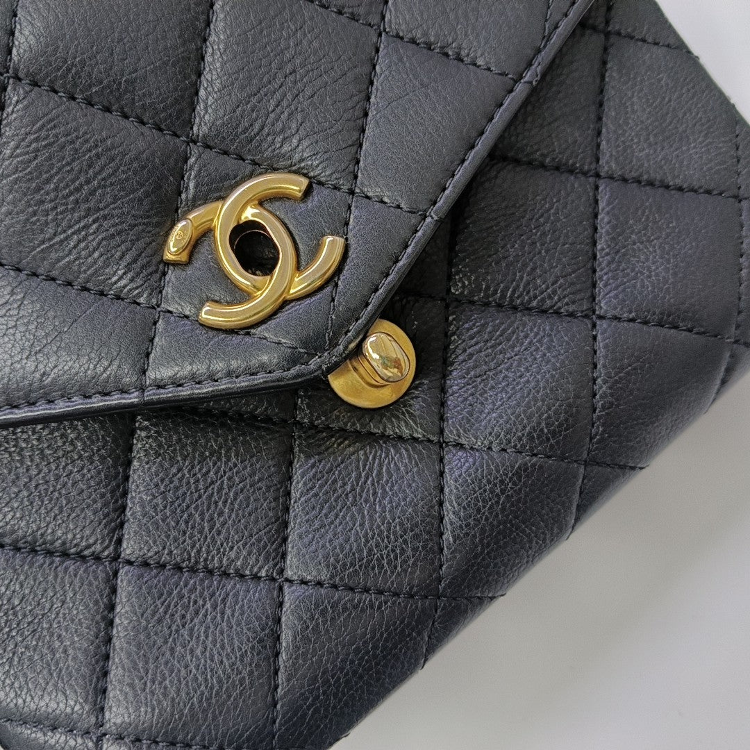 Quilted Calfskin Shoulder Bag Black