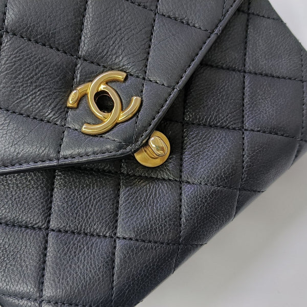 Quilted Calfskin Shoulder Bag Black