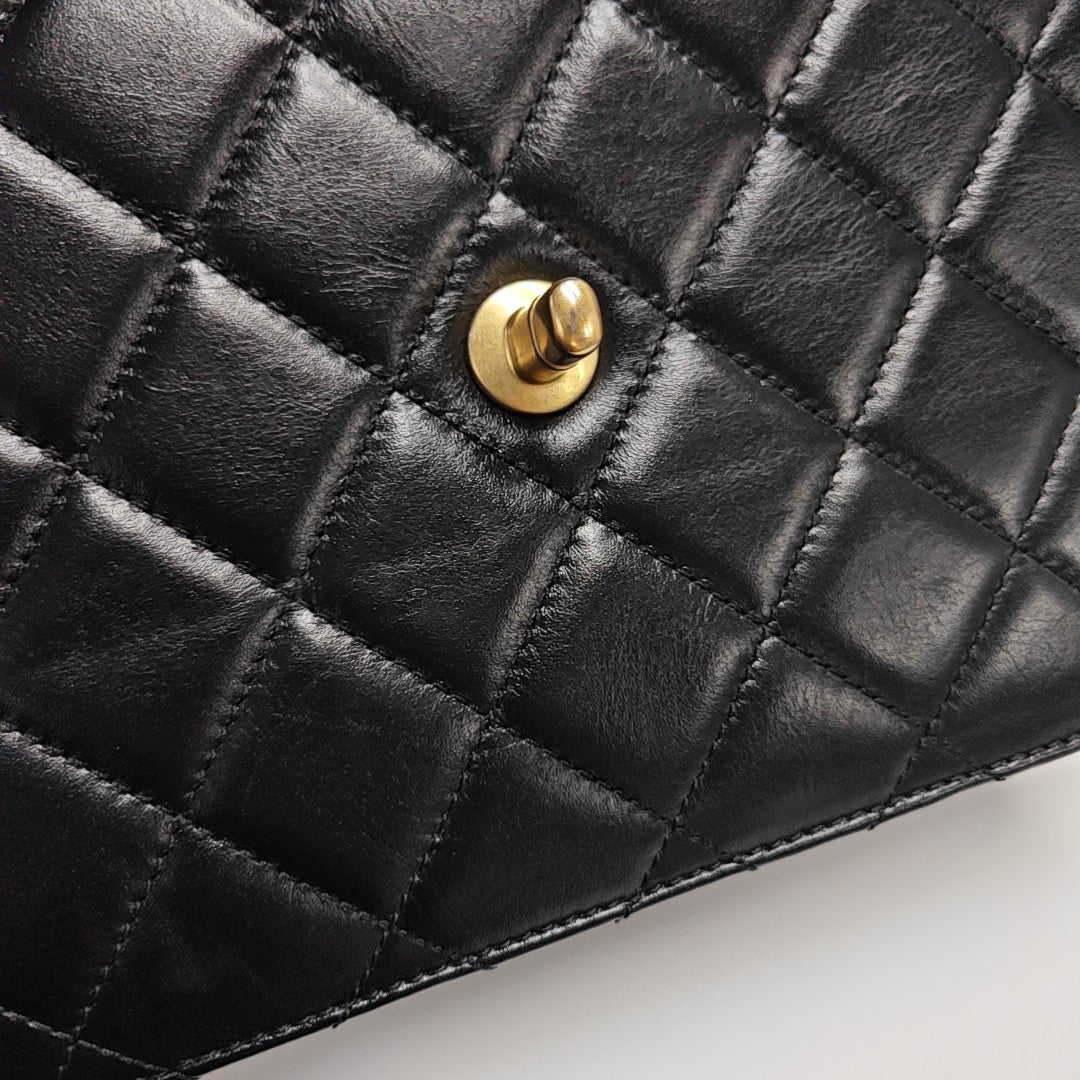 Quilted Calfskin Shoulder Bag Small Black