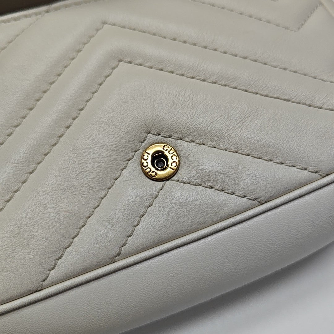 GG Marmont Mini Quilted Calfskin White