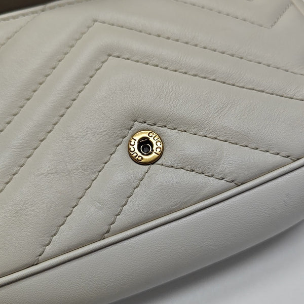GG Marmont Mini Quilted Calfskin White