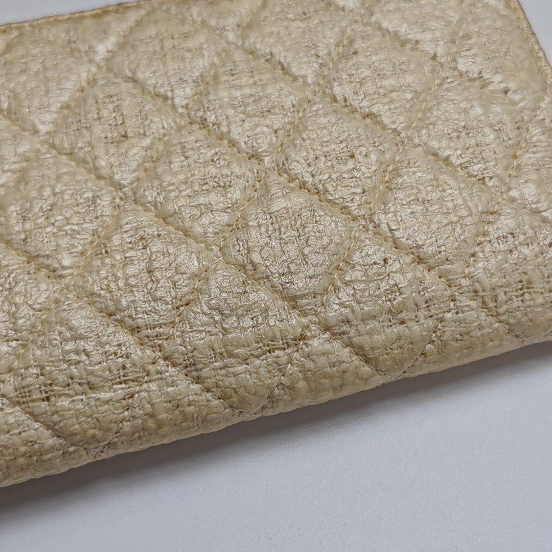 Quilted Special Material Wallet Beige