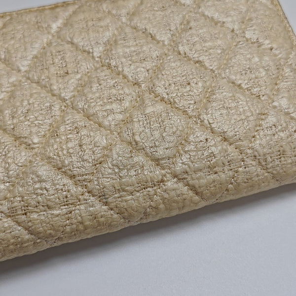 Quilted Special Material Wallet Beige