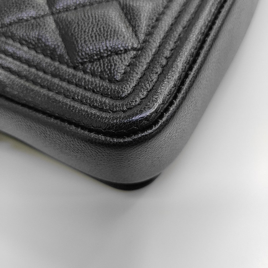 BOY CHANEL Mini Quilted Grained Calfskin Black