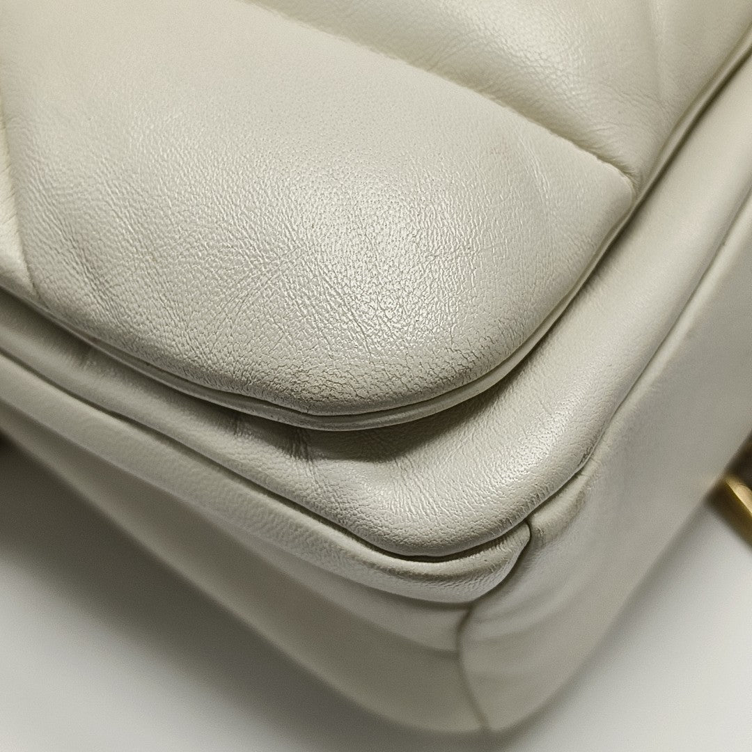 Quilted Lambskin Shoulder Bag White