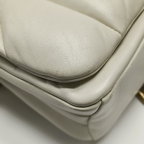 Quilted Lambskin Shoulder Bag White