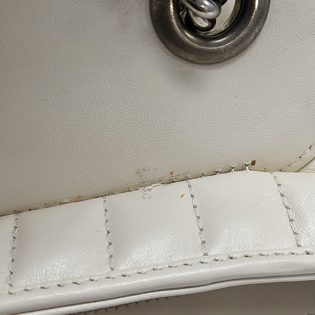 GG Marmont Medium Quilted Calfskin White