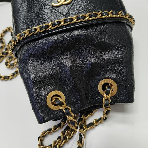 Quilted Calfskin Bucket Bag Black
