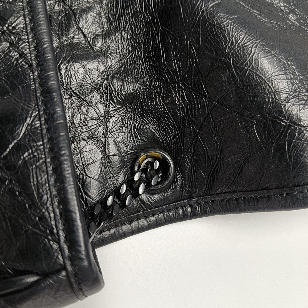 NIKI Mini Chevron Calfskin Black