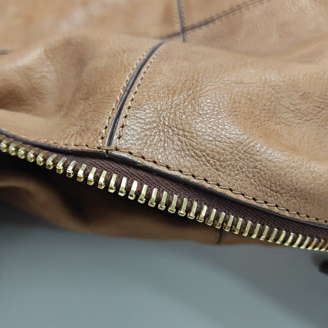 Calfskin Top Handle Bag Brown