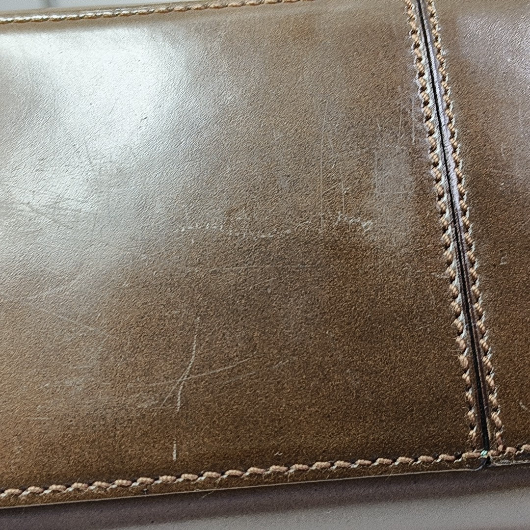 Patent Leather Top Handle Bag Brown