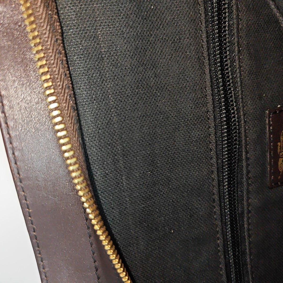 Coated Canvas Top Handle Bag Brown