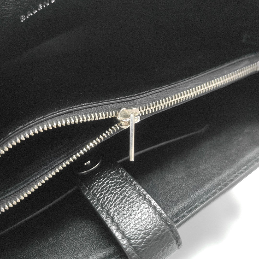 Hourglass East West Tote Small Calfskin Black