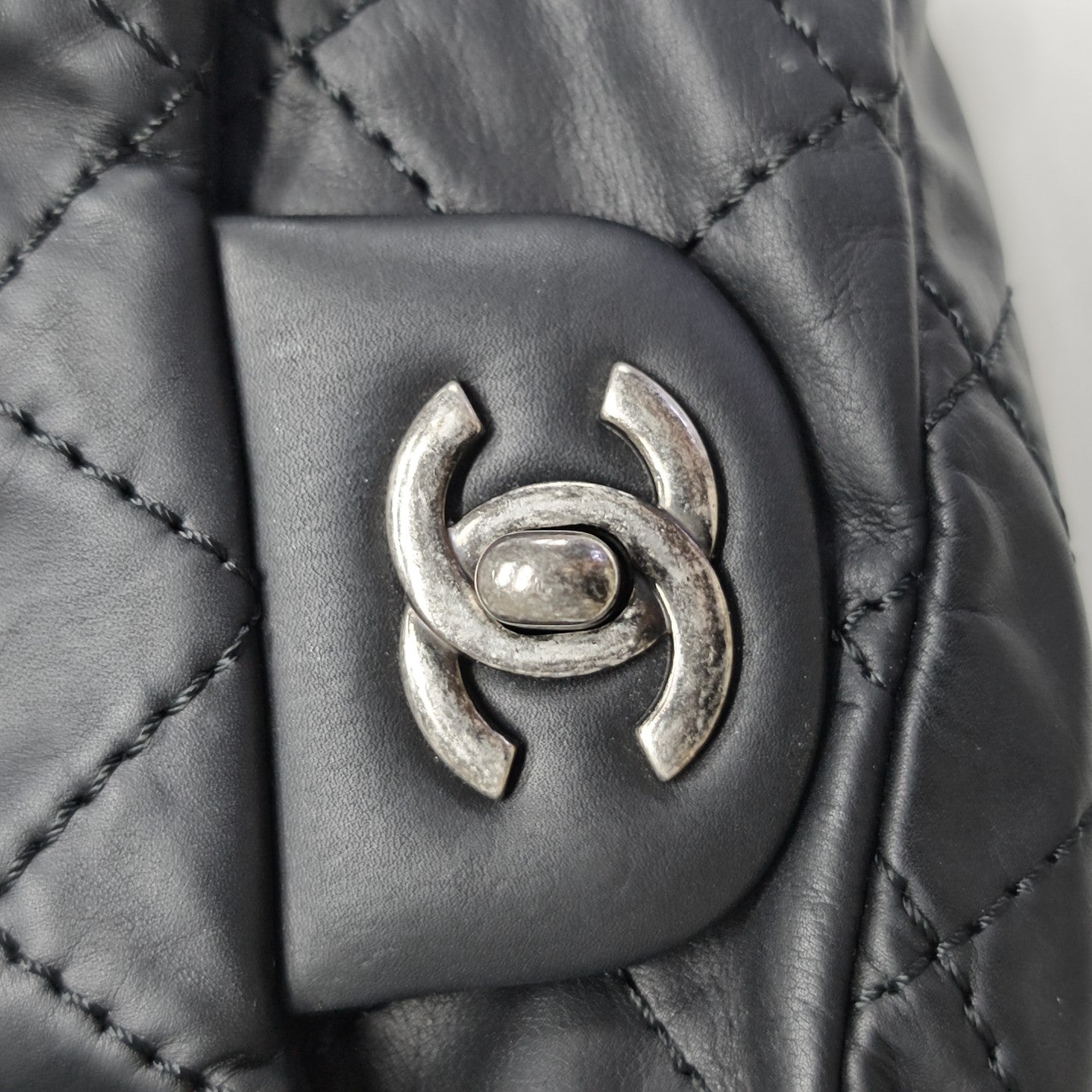Quilted Calfskin Backpack Black