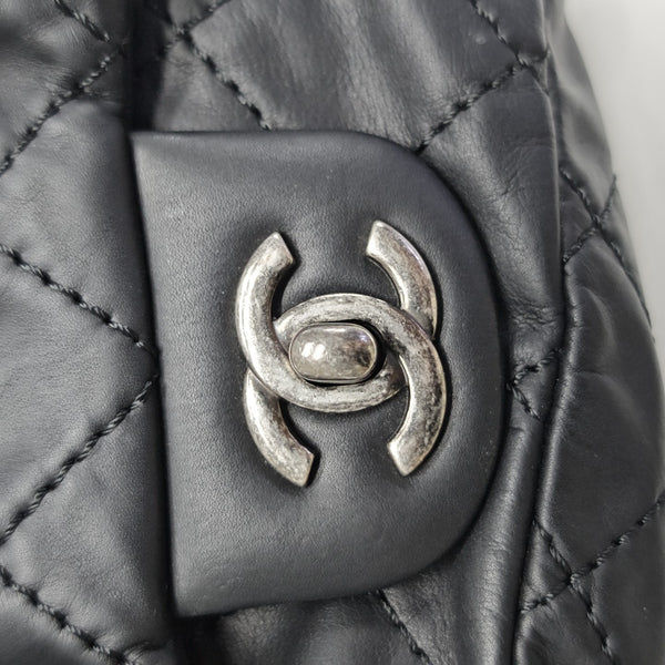Quilted Calfskin Backpack Black