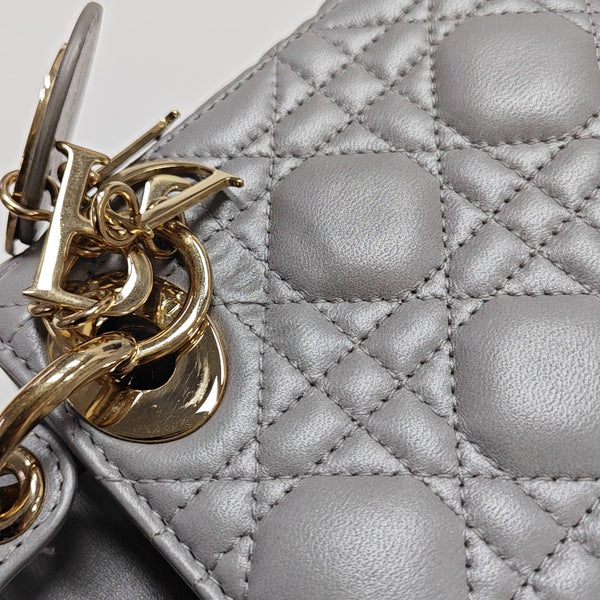 Lady Dior Mini Cannage Lambskin Silver