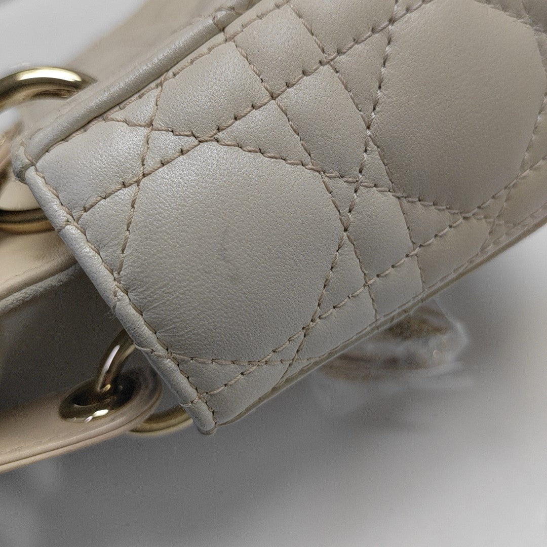 Lady Dior Mini Cannage Lambskin Beige