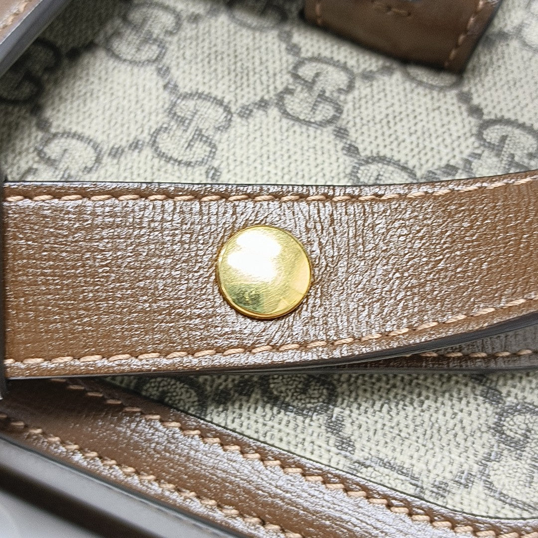Horsebit 1955 Medium Monogram Coated Canvas Beige