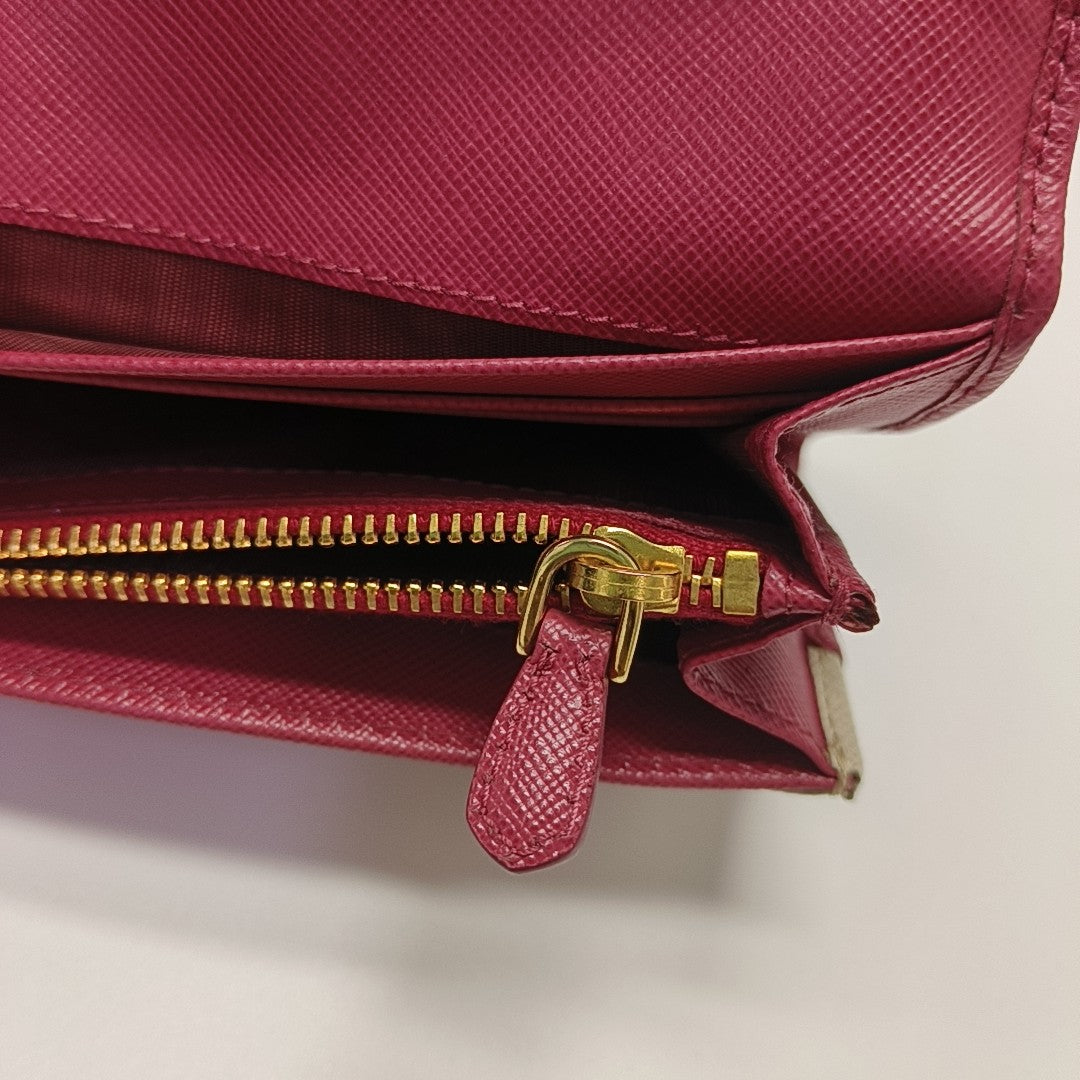 Fold Wallet Saffiano Calfskin Red Wallet