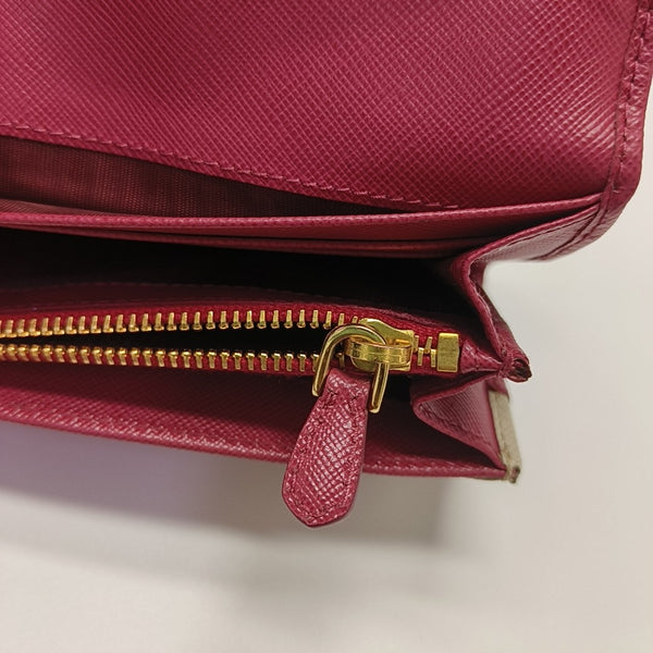 Fold Wallet Saffiano Calfskin Red Wallet