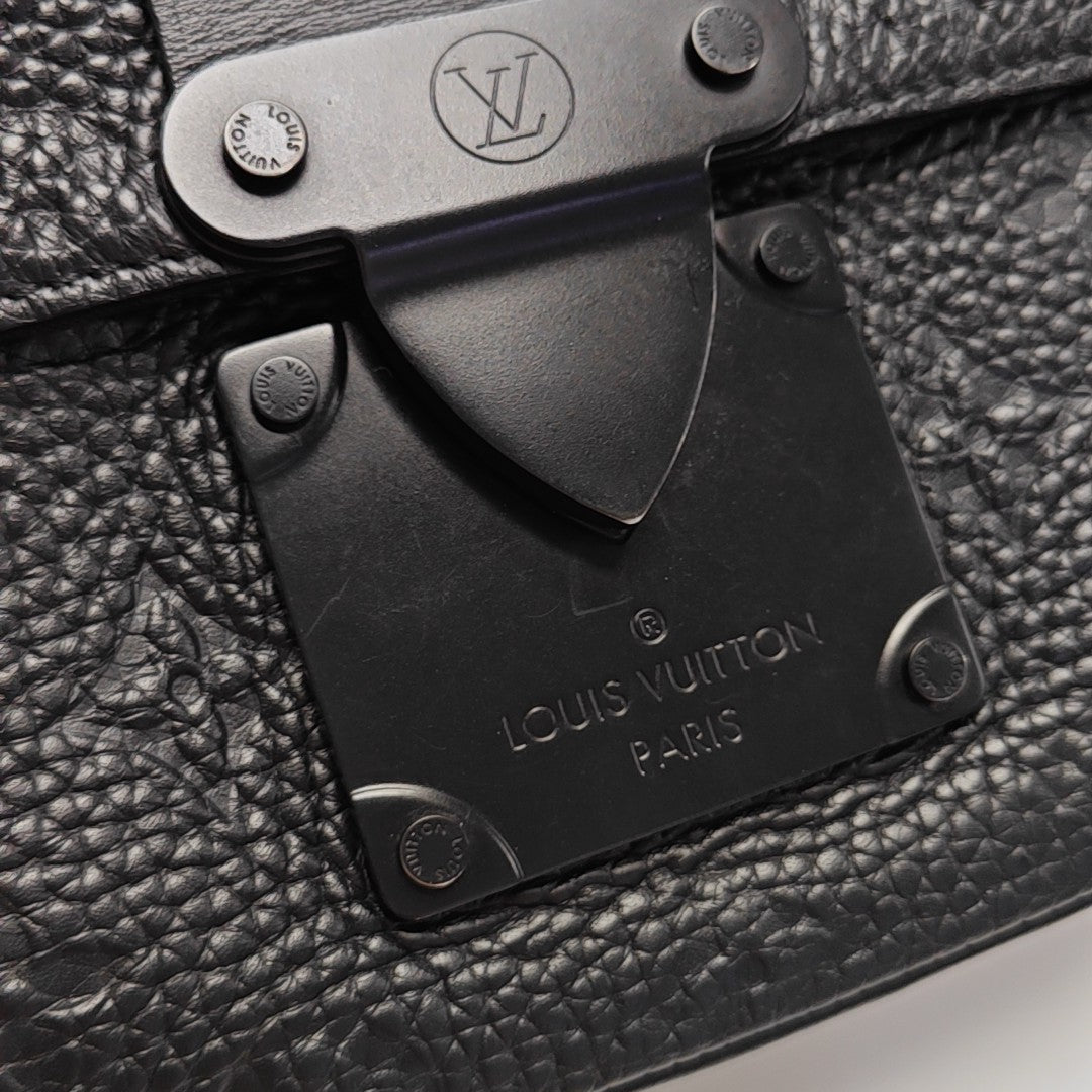 S LOCK Monogram Calfskin Black
