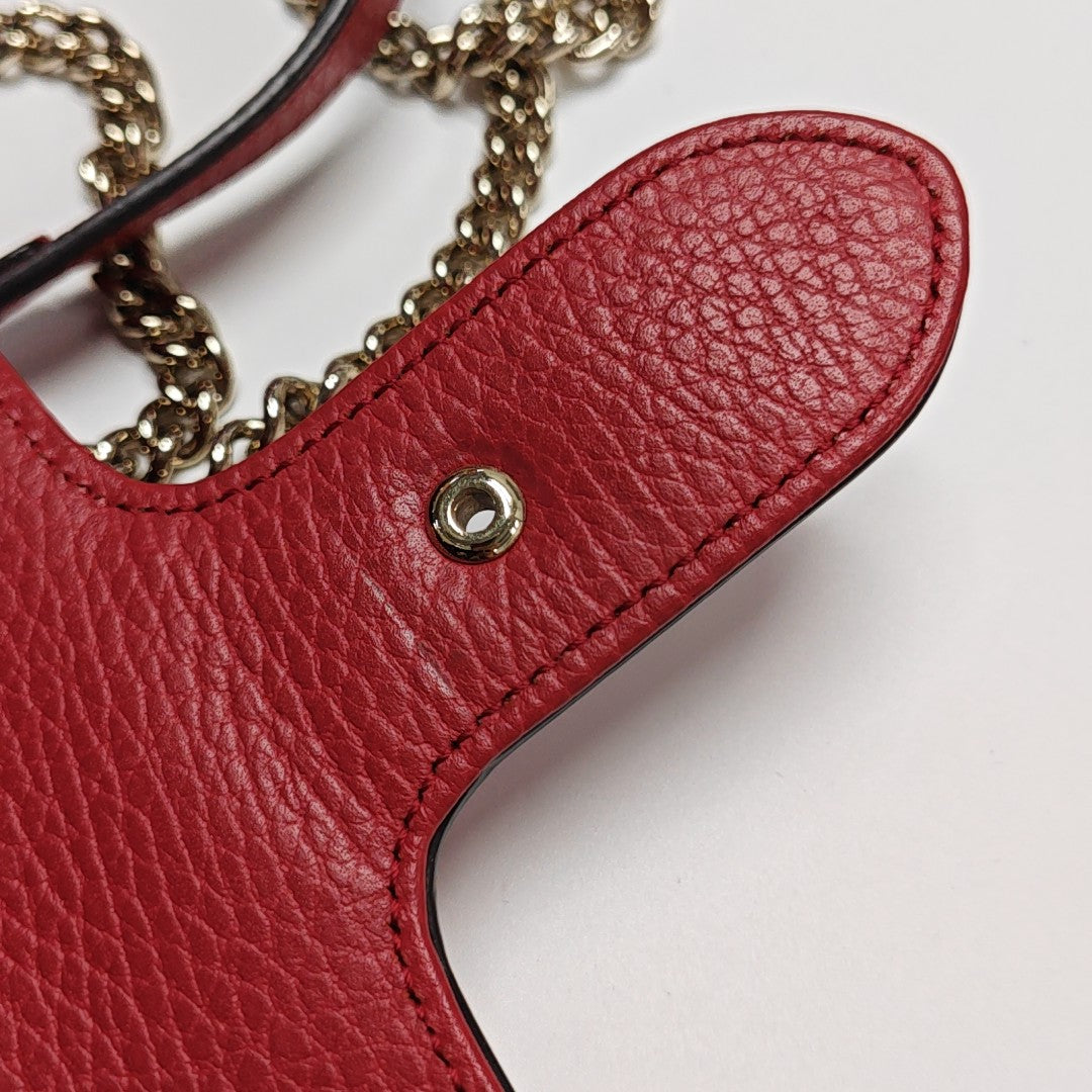 Interlocking G Small Calfskin Red