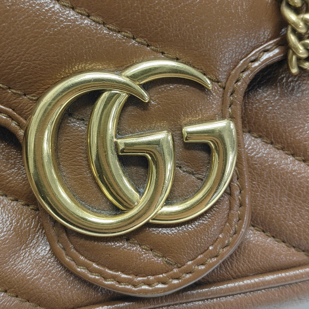 GG Marmont Mini Quilted Calfskin Brown