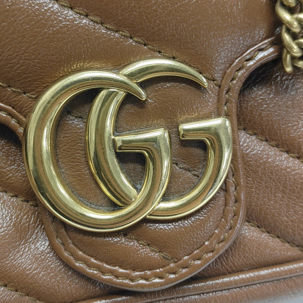 GG Marmont Mini Quilted Calfskin Brown
