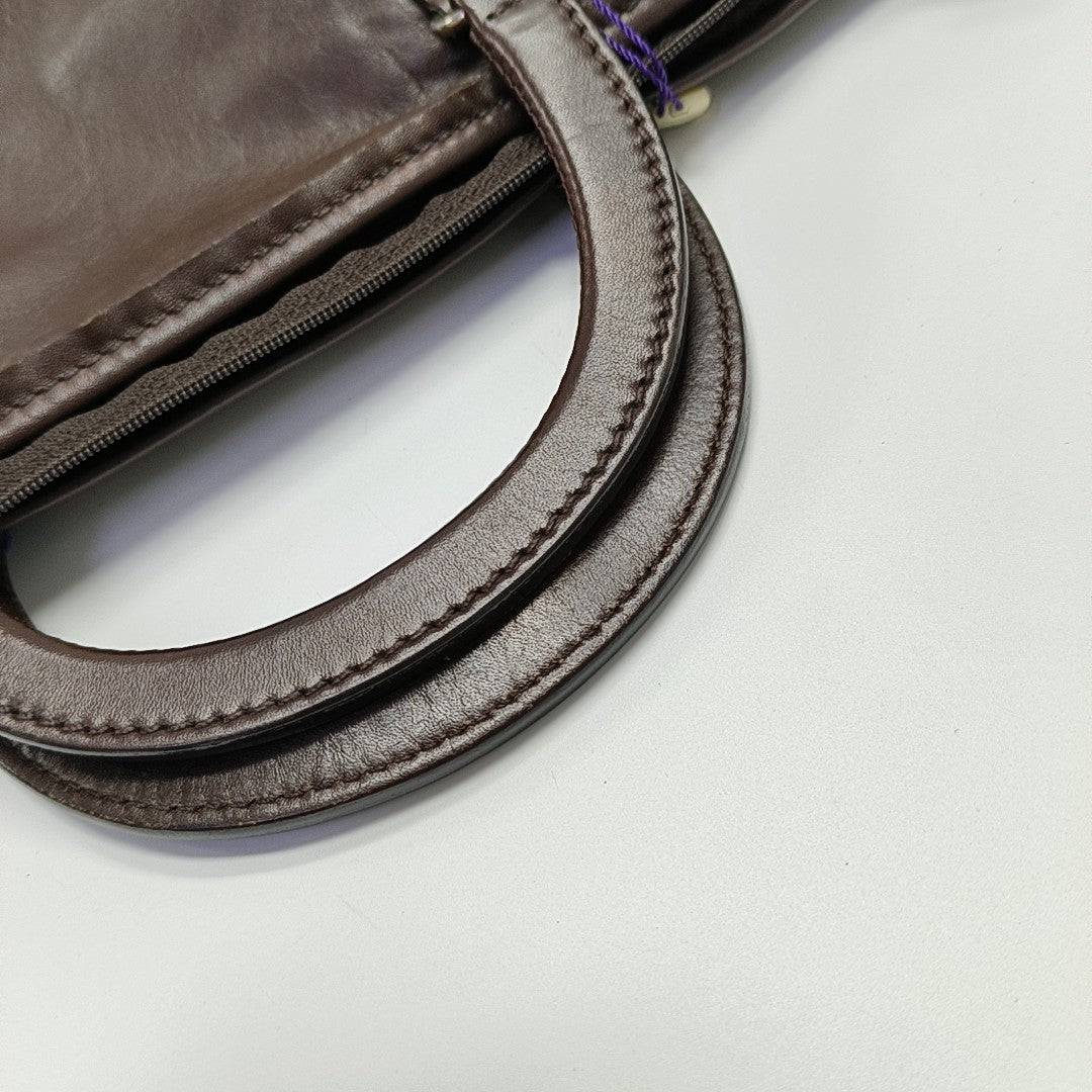 Calfskin Top Handle Bag Brown