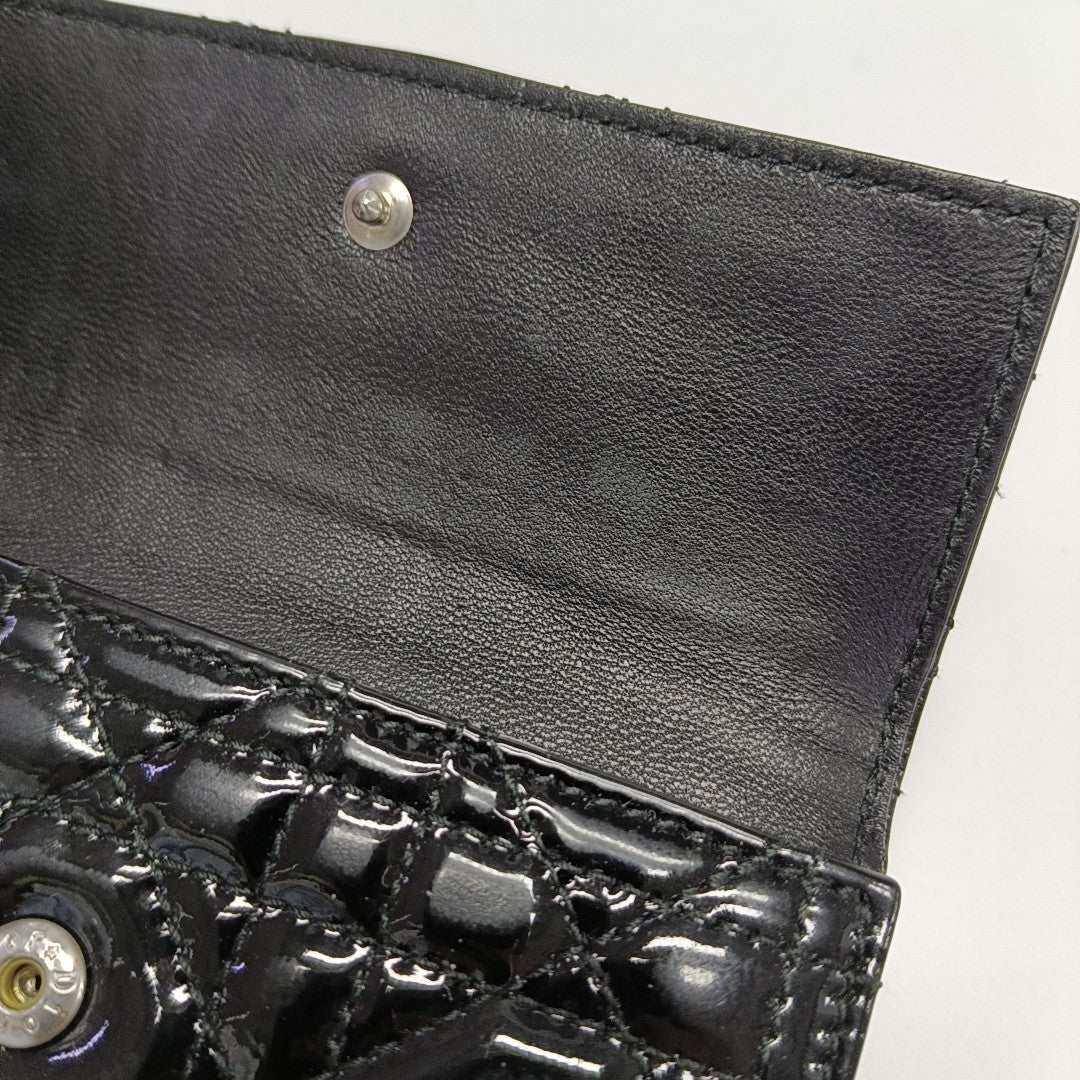 Cannage Patent Leather Wallet Black